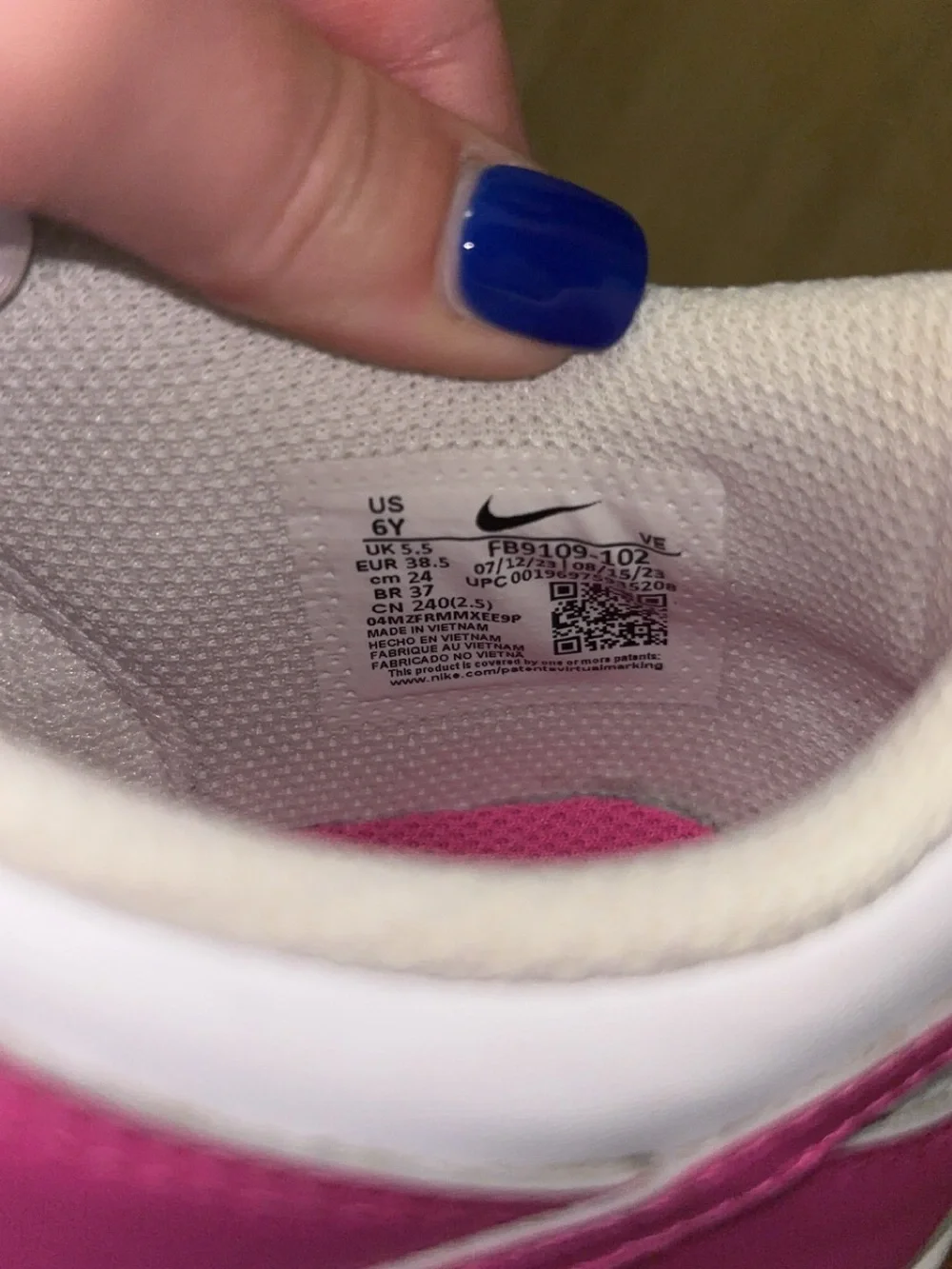 Nike Pink and White Low-Top Sneakers